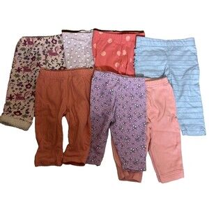 0-3m ~3m Baby Girl Pants Floral Striped Solids Clothing 7 Piece Bundle Lot 2002